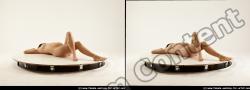 Nude Woman White Laying poses - ALL Pregnant Laying poses - on back long black 3D Stereoscopic poses Pinup